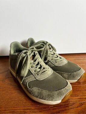 Woden Olive Green Suede & Mesh Sneakers